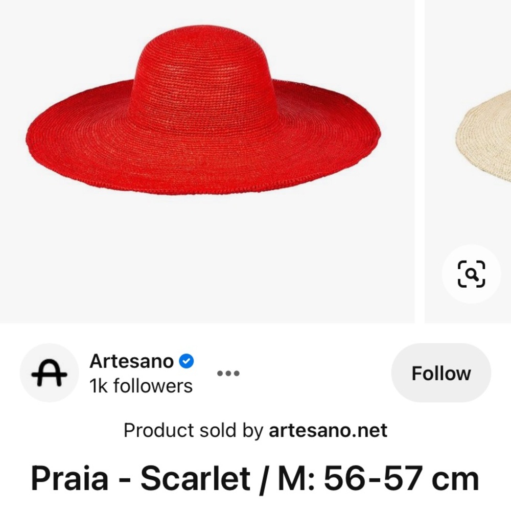 ISO Artesano Praia Straw Hat in Scarlet Red, size Medium